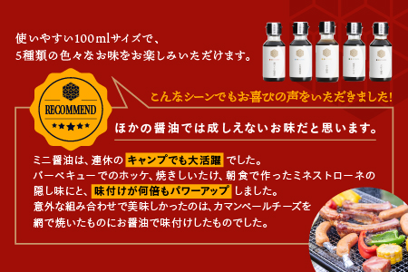 店主おすすめ！ 大亀醤油 ぷち醤油 5種 5本 ( 全100ml 各1本 ) セット 国産 醤油 しょうゆ しょう油 濃口 うす塩醤油 めんつゆ ギフト 贈物 プレゼント YS-19