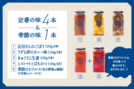 やまあいピクルス 定番４本＋季節１本(おまかせ)【YP-1】送料無料 ピクルス ぴくるす 野菜 やさい 果物 くだもの フルーツ 旬 果物 野菜果物 ドレッシング ビネガードリンク ごぼう きゅうり ミニトマト はちみつ 健康 手作り 手作業 常温保存 詰め合わせ セット