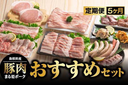 【12/31迄限定寄附額】【 5ヶ月 定期便 】 まる姫ポーク おすすめセット ( 精肉 生ソーセージ 焼肉 ホルモン しゃぶしゃぶ ) AK-8 国産 まる姫ポーク 定期便 豚肉 精肉 肉