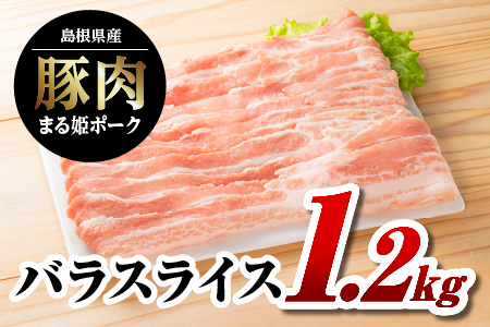 【12/31迄限定寄附額】まる姫ポーク バラスライス 1.2kg 豚肉 豚 ぶた肉 肉 豚バラ（400g×3パック） AK-13