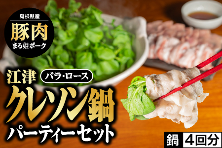 江津クレソン鍋パーティーセット 鍋4回分（計約3.2kg）【YS-13】｜国産 まる姫ポーク 豚肉 肉 豚しゃぶ ロース肉 バラ肉 ロース バラ 豚バラ ゴウツクレソン クレソン かつおだしつゆ 柚子醤油 つゆ 野菜 しゃぶしゃぶ しゃぶしゃぶセット 鍋 送料無料 鍋 しゃぶしゃぶ 鍋 しゃぶしゃぶ 鍋 しゃぶしゃぶ 鍋 しゃぶしゃぶ｜