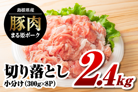 【12/31迄限定寄附額】国産豚肉 まる姫ポーク 切り落とし 2.4kg （300ｇ×8パック） 国産 豚肉 切り落とし 小分け 冷凍 AK-19