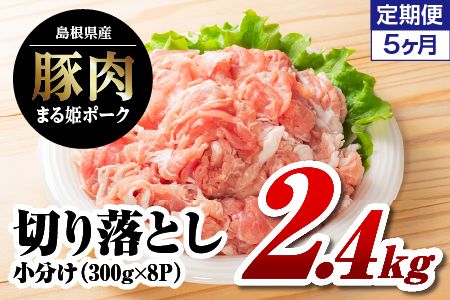 【12/31迄限定寄附額】【定期便5ヶ月】国産豚肉 まる姫ポーク 切り落とし 2.4kg ×5回 配送 【計12kg】 AK-20 小分け 豚肉 切り落とし 冷凍 5ヶ月 定期便