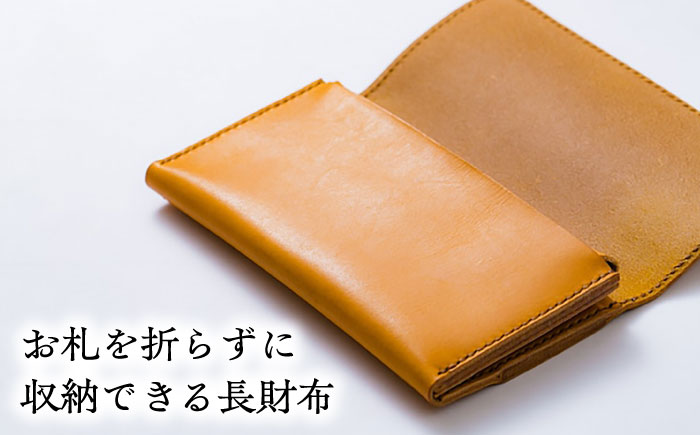 総手縫いで仕立てた 本革の長財布 (イエロー)＜完全受注生産＞  レザー 革製品 島根県雲南市/革工房　蕾[AIBF016]
