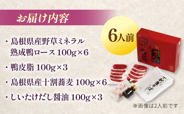 希少な国産鴨肉！島根県産野草ミネラル熟成鴨のせいろ蕎麦セット（6人前）【美味しい食べ方レシピ付き】出雲そば 十割蕎麦 鴨肉 かも肉 島根県雲南市/鴨専門店カナール [AIDC009]
