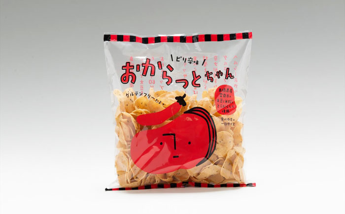 【雲南市産米使用】くせになる！おからっとちゃん（定番しお味/ピリ辛味）×各4袋 お菓子 おやつ グルテンフリー ヘルシー おからチップス 無添加 島根県雲南市/株式会社大東農産加工場 [AIEG012]