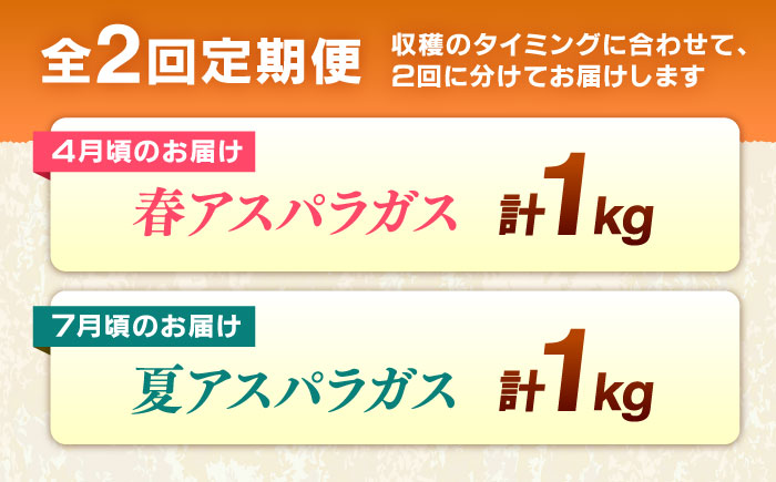 【全2回定期便】【先行予約】【2026年4月以降発送】春＆夏アスパラガス 各1kg 島根県雲南市/tasten 野菜 アスパラ 数量限定 20個 [AIEJ002]