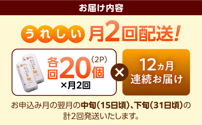 《月2回 × 20個 12ヶ月コース》 たたらの里平飼い 彩り天佑卵 全24回定期便 島根県雲南市/株式会社たなべたたらの里（たなべ森の鶏舎）｜たまご 卵 放牧卵 平飼い卵 新鮮 国産 定期便 [AIDL023]