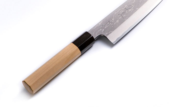 鐵泉玉鋼　墨流し三徳包丁 片刃（右利き） 18cm  島根県雲南市/株式会社たなべたたらの里（奥出雲前綿屋　鐵泉堂）キッチン用品 日本製 万能 包丁 [AIAV021]