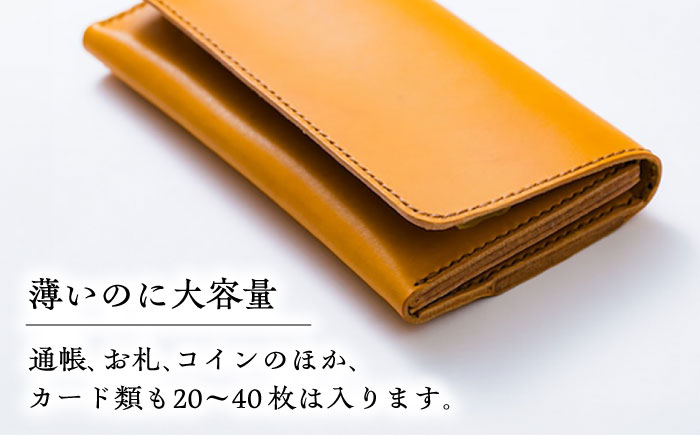 総手縫いで仕立てた 本革の長財布 (イエロー)＜完全受注生産＞  レザー 革製品 島根県雲南市/革工房　蕾[AIBF016]