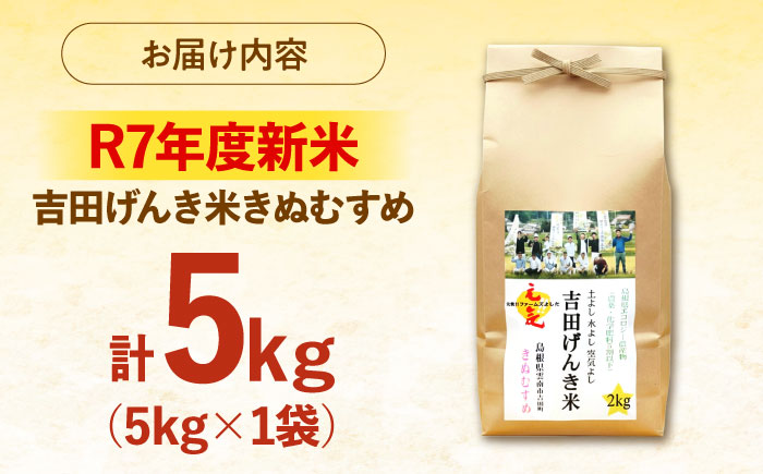 【新米】吉田げんき米きぬむすめ 5kg 島根県雲南市/有限会社藤本米穀店 ｜ブランド米 きぬ娘 白米 精米 コメ 5キロ [AIDB129]