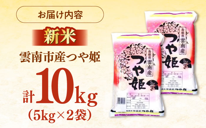 【新米】雲南市産つや姫 10kg（5kg×2袋） 島根県雲南市/有限会社藤本米穀店 ｜つやひめ 白米 精米 コメ 10キロ [AIDB112]