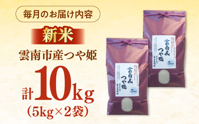 【全3回定期便】雲南市産つや姫 10kg（5kg×2袋）[AIDB115]