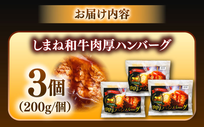 【島根のハンバーグといえばコレ!】しまね和牛肉厚ハンバーグ200g×3個 ハンバーグ しまね和牛 小分け 肉 肉厚 和牛 簡単調理 湯煎 人気 お試し 島根県雲南市/株式会社 みやげ山海 [AIDZ001]