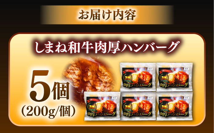 【島根のハンバーグといえばコレ!】しまね和牛肉厚ハンバーグ200g×5個 ハンバーグ しまね和牛 小分け 肉 肉厚 和牛 簡単調理 湯煎 人気 お試し 島根県雲南市/株式会社 みやげ山海 [AIDZ002]