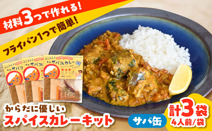 サバ缶カレーキット（4人分）3セット 本格 無添加 カレースパイス　サバ缶 さば カレーキット 美味しい カレー12人分 島根県雲南市/出雲SPICE LAB. [AIAD008]
