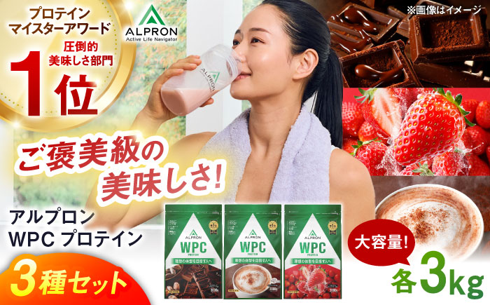 【ふるさと納税限定】ALPRON WPC プロテイン 3種セット(ダブルリッチチョコレート風味・ミルクココア風味・フレッシュストロベリー風味)各3kg 計9kg 島根県雲南市/株式会社アルプロン [AIAL117]