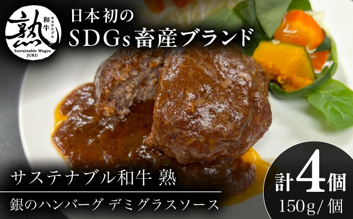 銀のハンバーグ デミグラスソース 150g×4個 サステナブル和牛 牛肉 加工品 ギフト包装 島根県雲南市/株式会社熟豊ファーム [AIAT020]