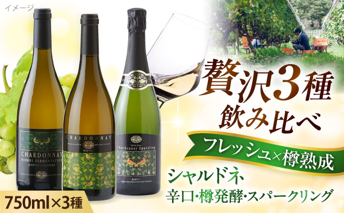 奥出雲葡萄園 シャルドネ3種セット 白 ワイン 飲み比べ 島根県雲南市/有限会社　奥出雲葡萄園 [AICS041]