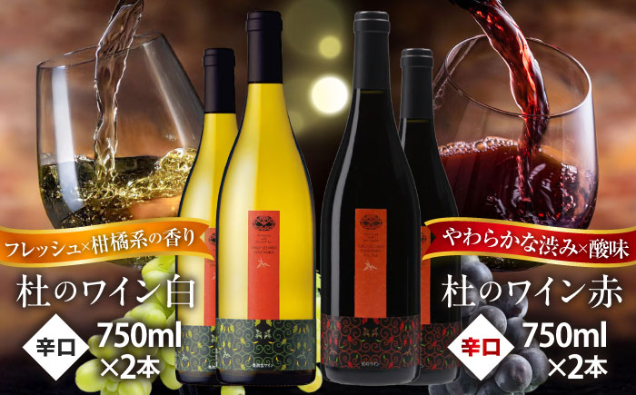 杜のワイン 白・赤 各2本セット 国産 ワイン セット 島根県雲南市/有限会社奥出雲葡萄園 [AICS062]