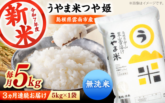 【全3回定期便】【無洗米】神話の里/吉田町「うやま米」つや姫 5kg（5kg×1） [AIDB095]