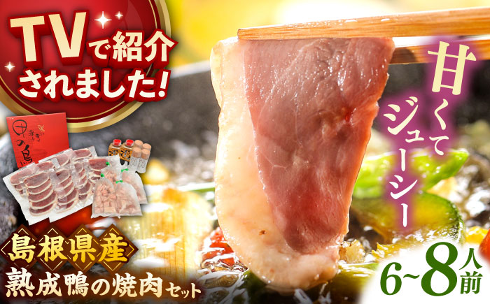 テレビ番組で紹介されました！島根県産野草ミネラル熟成鴨の焼肉セット（6～8人前）【美味しい食べ方レシピ付き】鴨鍋 鴨肉 焼肉 しゃぶしゃぶ 島根県雲南市/鴨専門店カナール [AIDC005]