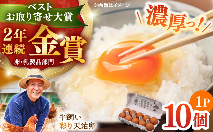 黄身の濃厚なコクと白身の甘み！たたらの里平飼い 彩り天佑卵 10個入り（10個×1P）たまご 卵 放牧卵 平飼い卵 新鮮 国産 島根県雲南市/株式会社たなべたたらの里（たなべ森の鶏舎） [AIDL006]