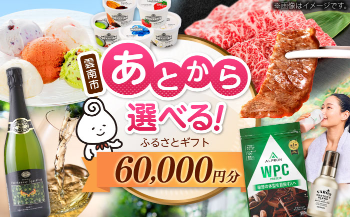 【あとから選べる】雲南市ふるさとギフト 6万円分 カタログギフト あとから寄附 あとからギフト あとからセレクト 選べる寄附 島根県雲南市/雲南市ふるさと納税 [AIDM010]