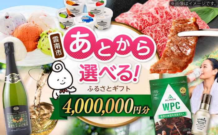 【あとから選べる】雲南市ふるさとギフト 400万円分 カタログギフト あとから寄附 あとからギフト あとからセレクト 選べる寄附 島根県雲南市/雲南市ふるさと納税 [AIDM020]
