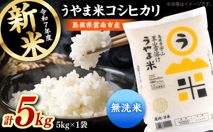 【無洗米】神話の里/吉田町「うやま米」コシヒカリ 5kg（5kg×1）新米 白米 精米 コメ 島根県雲南市/有限会社藤本米穀店 [AIDB080]