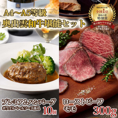 奥出雲和牛のプレミアムローストビーフとハンバーグ(10個)のセット(飯南町)【配送不可地域：離島】