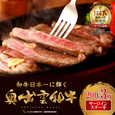 奥出雲和牛肉サーロインステーキ200g×3枚(飯南町)[配送不可地域:離島]