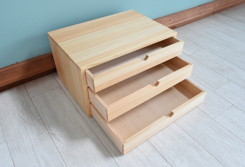 040230【職人の手仕事】A4クリアファイルが入るチェスト3段