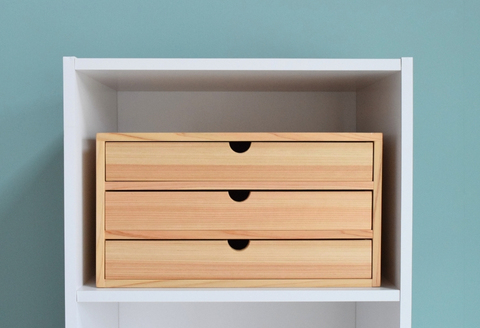 040230【職人の手仕事】A4クリアファイルが入るチェスト3段