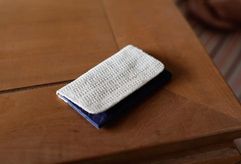 200323石州和紙布織／名刺入れ〈揉紙・藍染〉