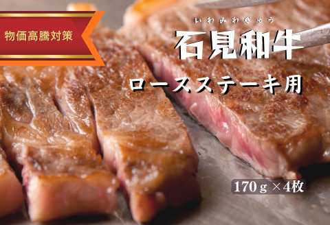 070022【黒毛和牛／年間生産200頭】石見和牛ロースステーキ用約170g×4枚