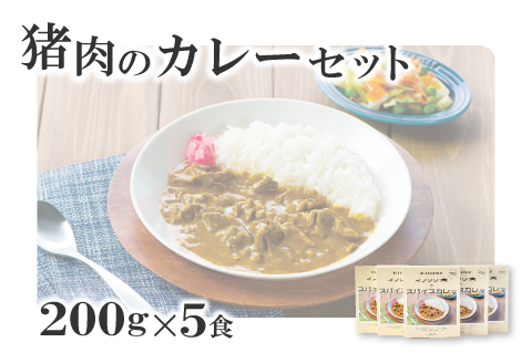 イノシシ肉のカレーセット【スパイスカレー 200g×5個 肉 イノシシ肉 天然 ジビエ 加工食品 レトルト 温めるだけ 簡単調理 気軽】