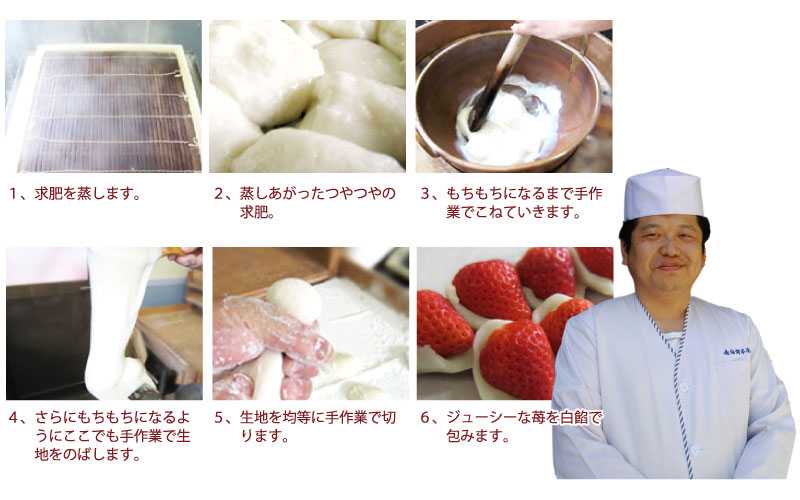 【先行予約】和菓子職人がつくるいちご大福 6個入2箱