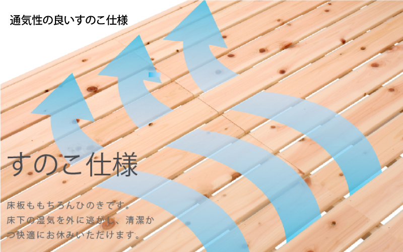 ヒノキすのこベッドフラットタイプ（ダブル）