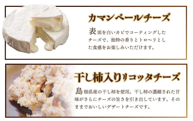 ナチュラルチーズ4種（ストリング・のどぐろだし醬油漬けモッツァレラ・カマンベールハーフ・干し柿入りリコッタ）