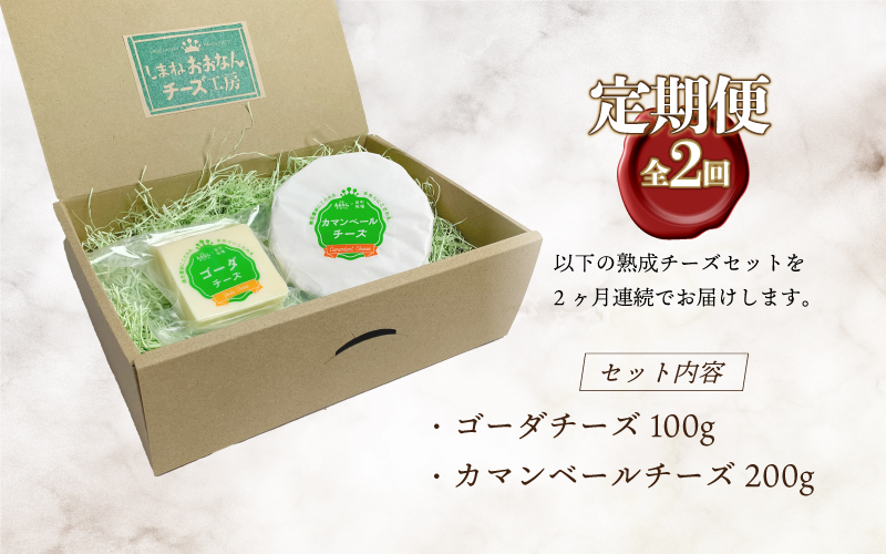 【定期便2回】熟成チーズセット（ ゴーダチーズ100g・カマンベールチーズ200g）