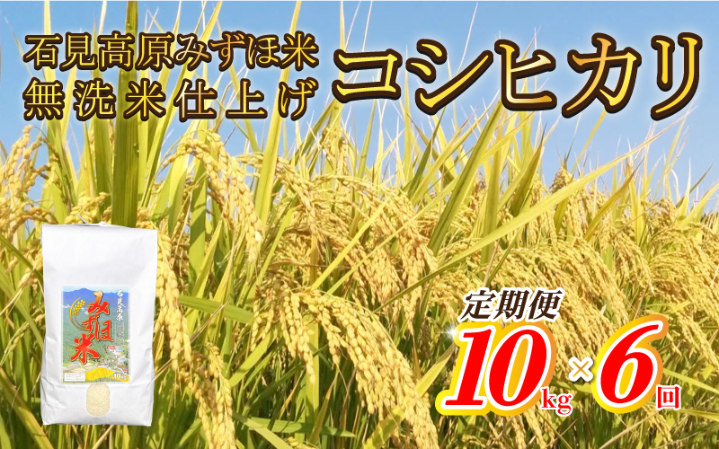 【定期便】令和7年産石見高原みずほ米コシヒカリ 無洗米仕上 10kgｘ6回
