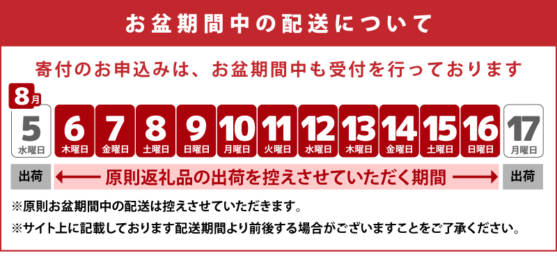 お盆期間中の発送について
