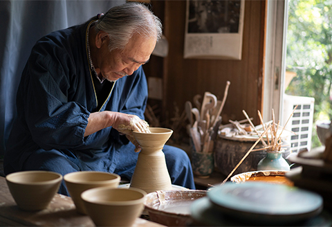 【青山窯】錆浅葱色と白の濃淡が味わい深い綾焼き〈マグカップ2個セット〉