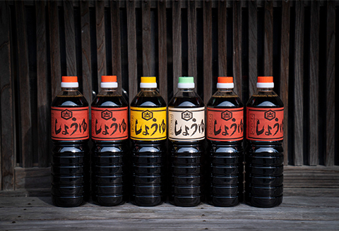 【合成保存料不使用】伝統の味「大仲屋本店」の濃口4本・淡口1本・さしみ醤油1本〈各1L・3種セット〉