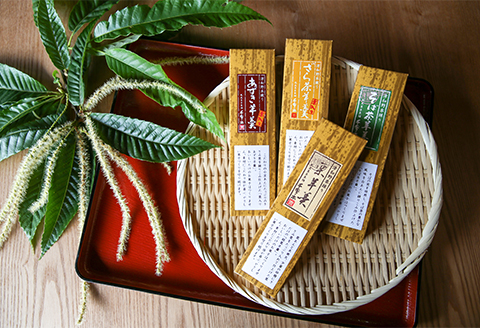 【味比べ】「純栗」「あずき」「ざら茶」「そば茶」4種羊羹〈大〉贅沢セット