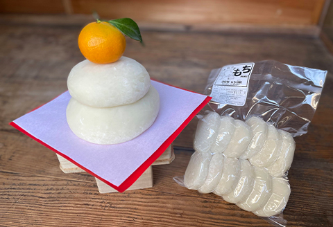 【年末発送・正月セット】鏡餅(中サイズ)と丸餅12個セット