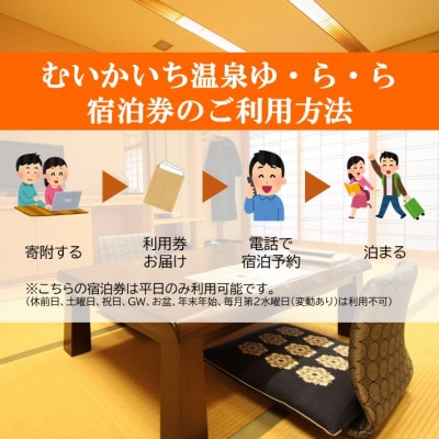 むいかいち温泉ゆ・ら・ら　1泊2食付き(お手頃会席)　ペア宿泊券(平日限定)