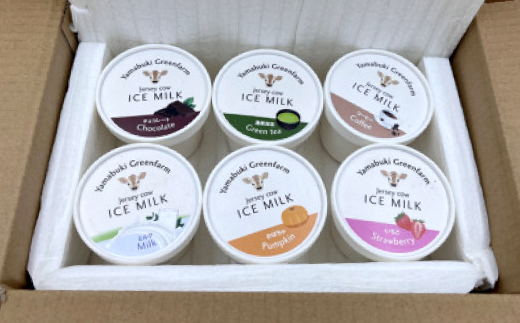 ジャージー牛の生乳を使用したアイス6個セット(ミルク・チョコ・コーヒー・いちご・抹茶・かぼちゃ)【配送不可地域：離島】