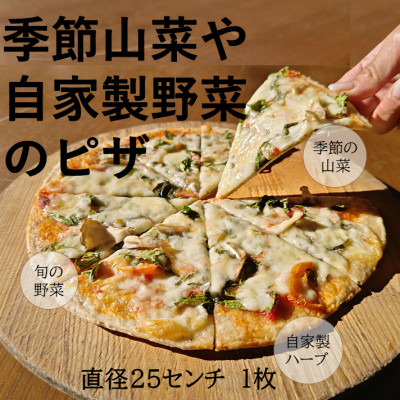 季節山菜や自家製野菜のピザ　1枚(直径約25cm)【配送不可地域：離島】